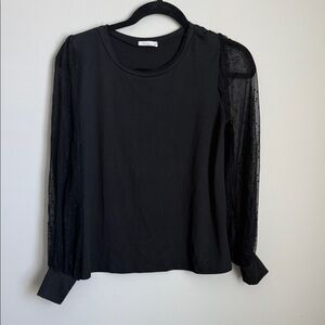 Chic Black Lace Sleeve Blouse